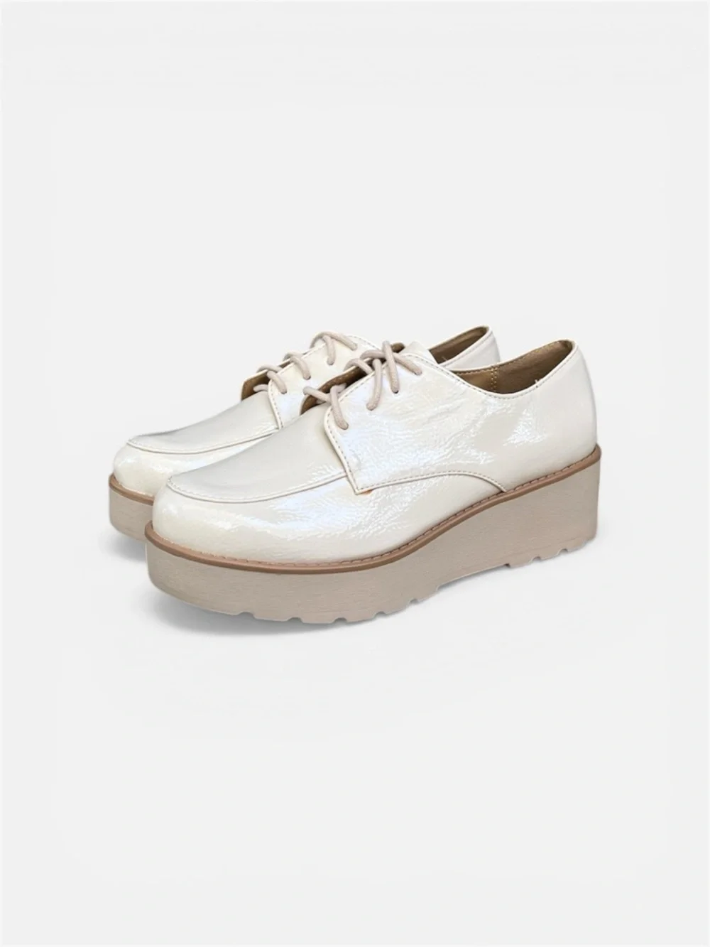 Soda Jimbo Crinkle Oxford Lace Up Lug Platform Wedge Size 6